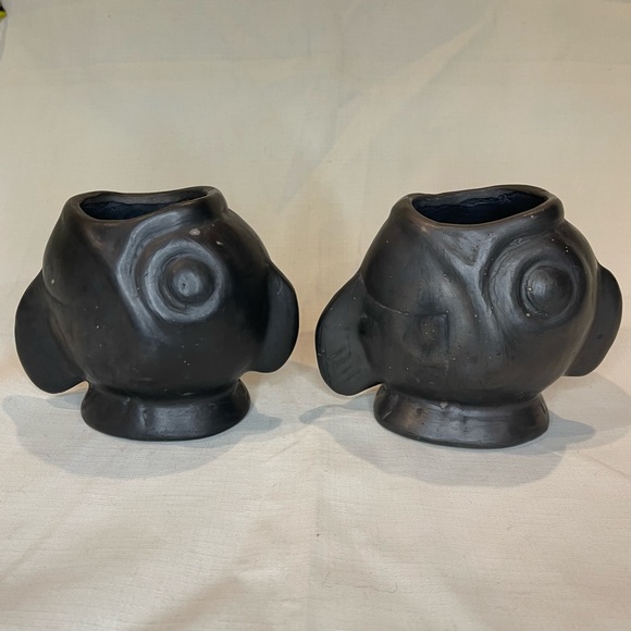 Two Blackware Small Fish Figural Planters Signed Lama Oaxaca Mexico - Picture 1 of 15